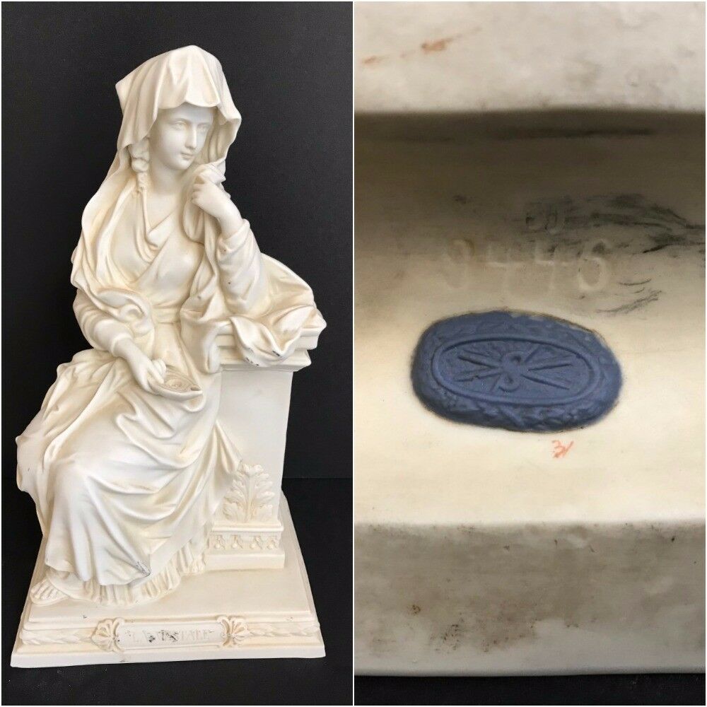 Rare Religious Antique LA VESTALE virgin marked sevres bisque porcelain 1900