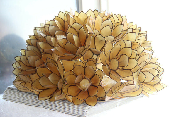 XXL  PAIR Capiz Mother pearl flush mount wall lights lotus flowers by RAUSCH 60s