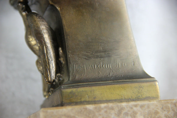 Antique French Bust Napoleon officer eagle bronze spelter Signed marble base