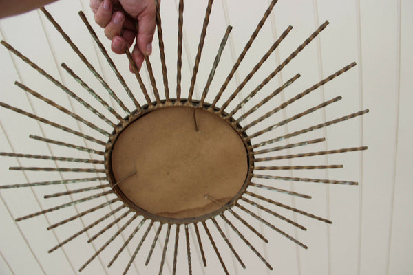 Vintage Large Retro mid century 1970 Brass Sunburst mirror Glass