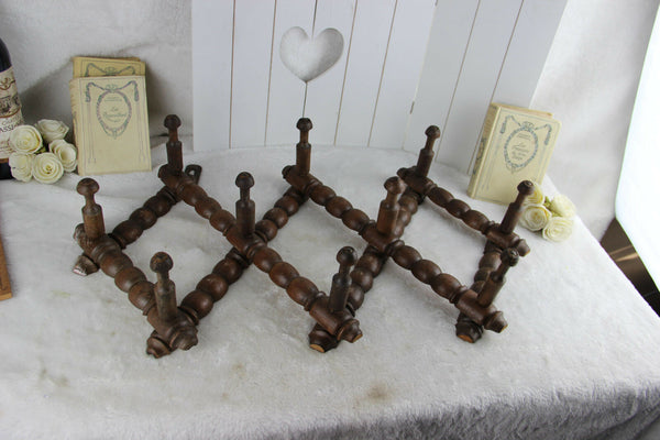 Vintage French Barley twist wood carved coat rack 1970 pliable system