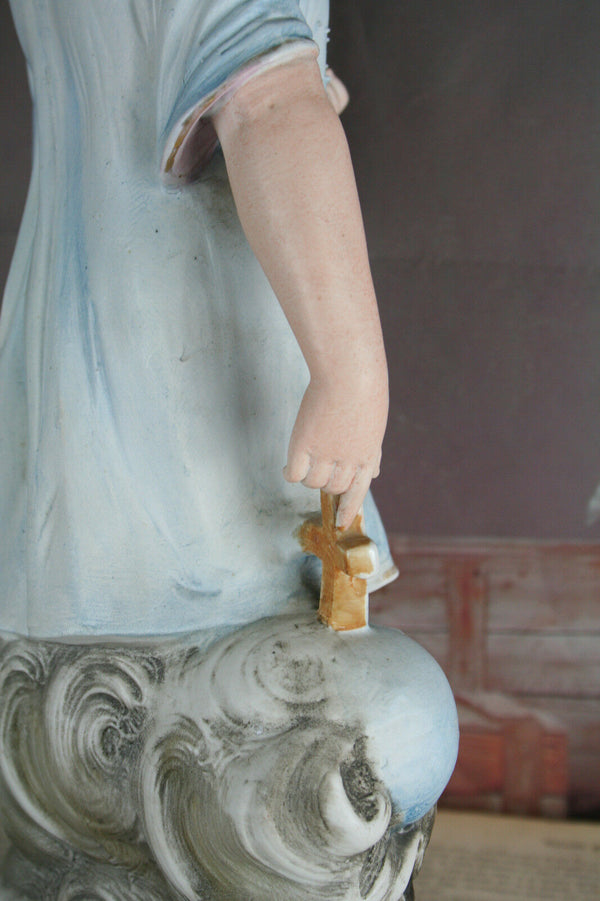 Exclusive XL French antique 1920 Porcelain Bisque Jesus child statue religious