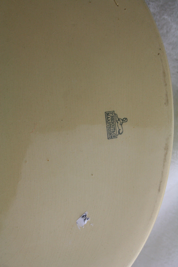 Dutch 1950's Petrus regout marked Ceramic pie pasty oven rabbit dish yellow