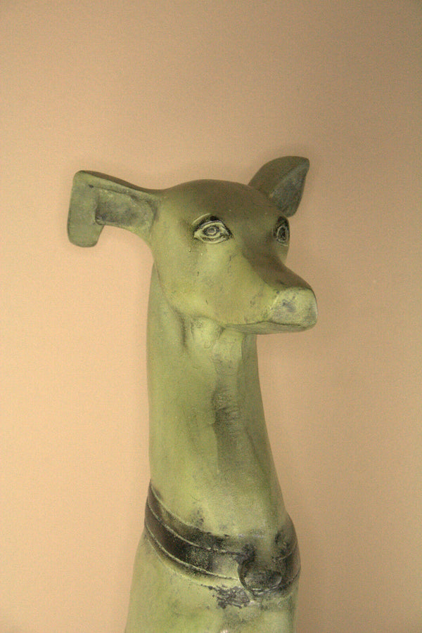 Life size PAIR english Metal 1970 Greyhound whippet couple dogs entrance hall