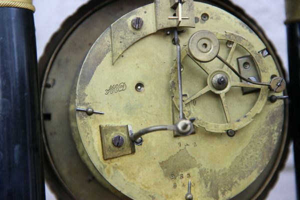 Antique Napoleon III portico column clock dragons pendulum rare 1880s