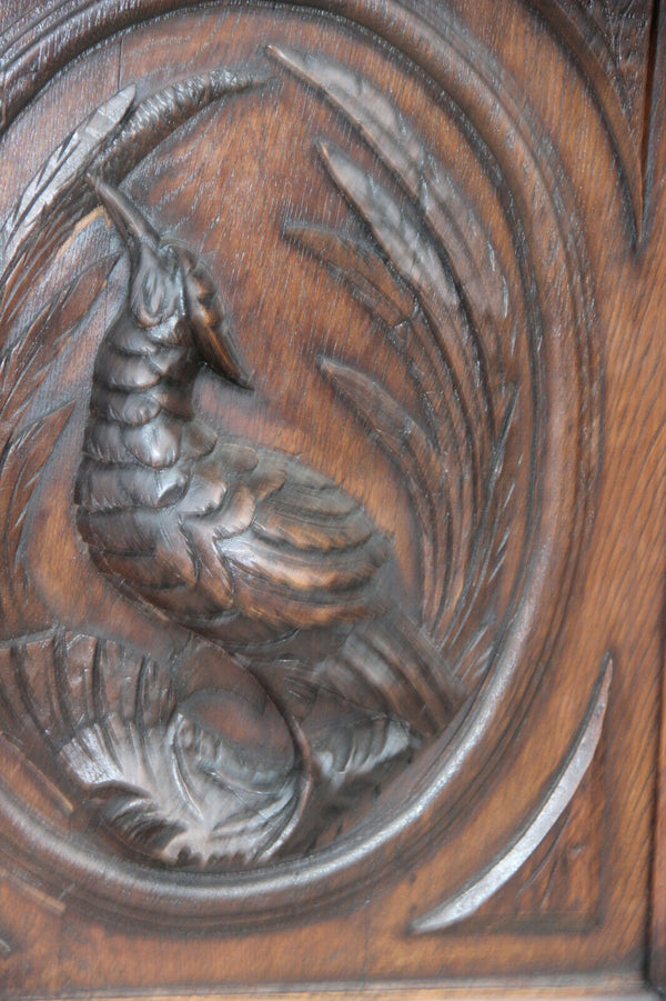 PAIR black forest hunting cabinet wood carved door panels furniture door