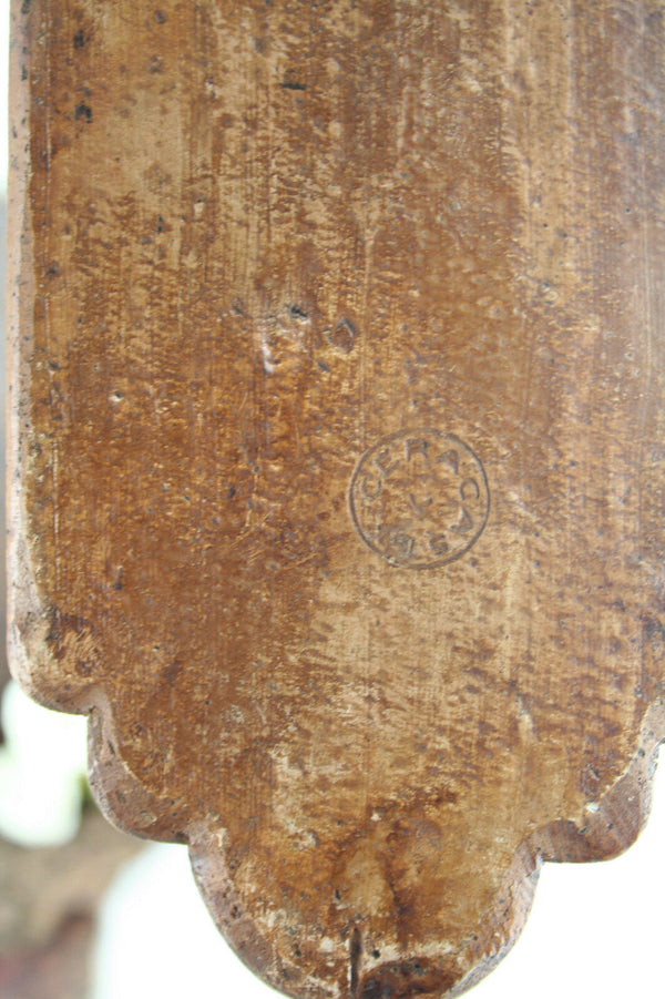 Flemish Ceramic wall madonna polychrome snake marked religious