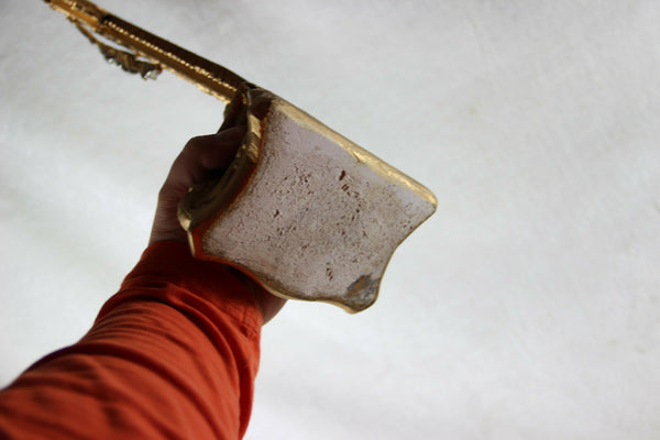 Antique chalkware Crucifix cross lamb putti religious 1920's France