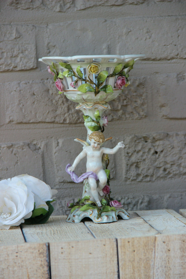 Antique German porcelain schierholz mark Angel statue centerpiece vase