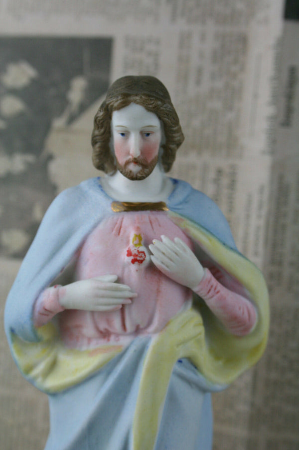Sacred Heart JEsus Saint religious French bisque porcelain statue