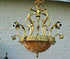 Antique French Amber alabaster marble Ram head Bronze chandelier 5 arms