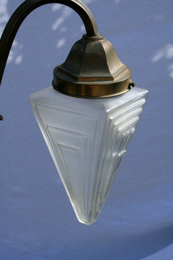Art deco 1930 Chandelier Glass flame triangle shades