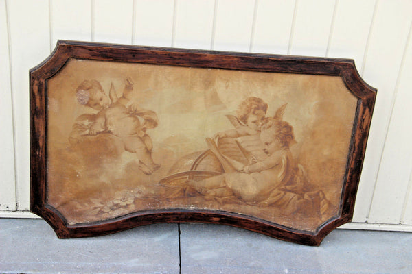 Antique 1800 Supraporta Grisaille oil canvas painting  putti allegory science