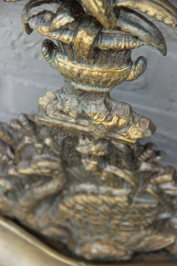 French brass mid century 1960 Swan animal umbrella stand holder