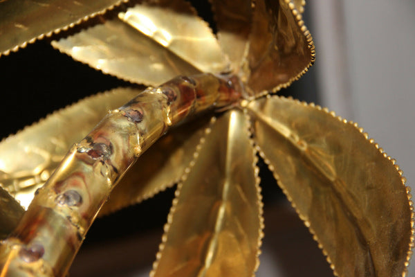 Exclusive MAISON JANSEN Brass Palm tree table lamp Velvet Hollywood regency n2