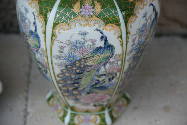 japanese porcelain peacock floral marked porcelain Vase