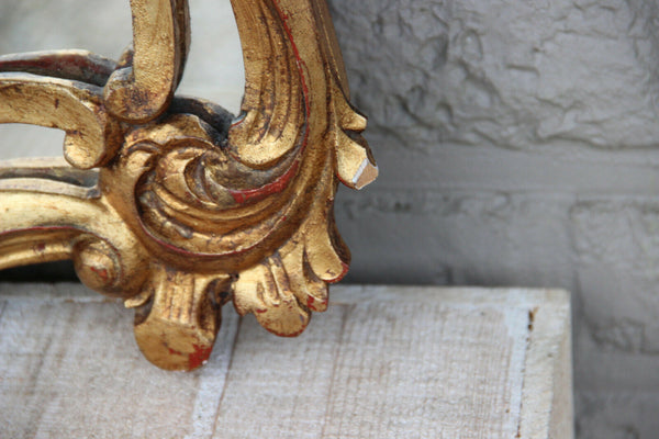 Hollywood Regency Italian mid century Wood carved gold gilt mirror Louis XVI 60s