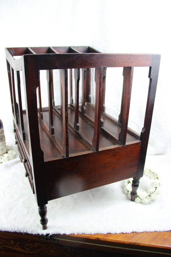 English Canterbury wood carved Magazine rack with drawers