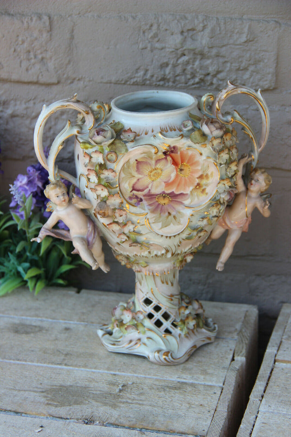 Antique german marked putti porcelain vase
