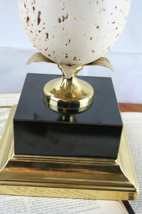 Maison charles French 1960 Austrian Egg Table lamp travertine vintage