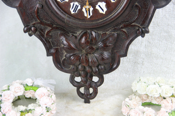Large Antique Black Forest Wood carved Birds wall clock