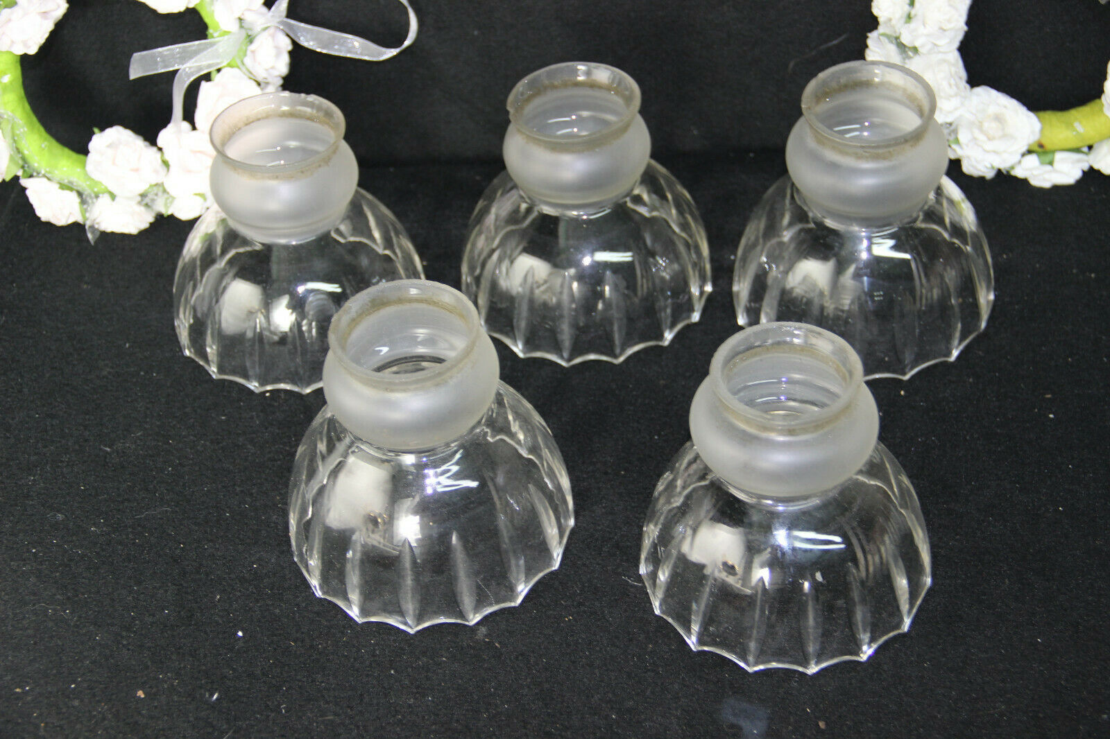 Set 5 Antique Clear crystal glass shades replacement chandelier pendant