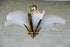 French art deco 6 Glass frost Shells brass metal Chandelier pendant