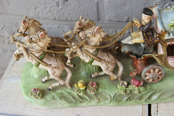 Vintage German porcelain Coach Carriage princess horses