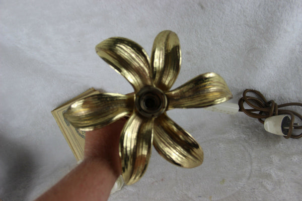 Vintage Mid century 70s Brass Flower Table lamp Retro MASSIVE