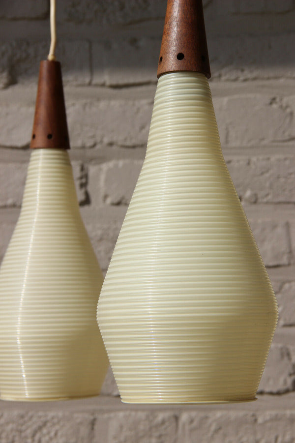 Vintage Mid-Century Teak Chandelier Lamp  Rotaflex Heifetz 1960