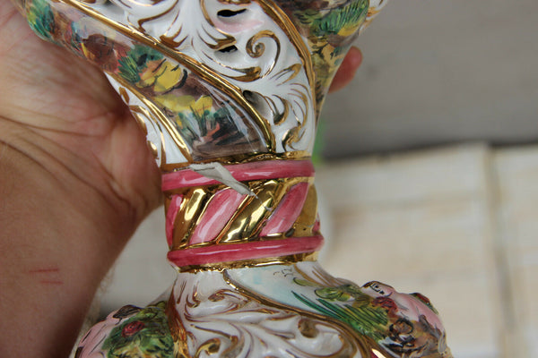 Vintage italian Capodimonte porcelain putti angels Vase 1960