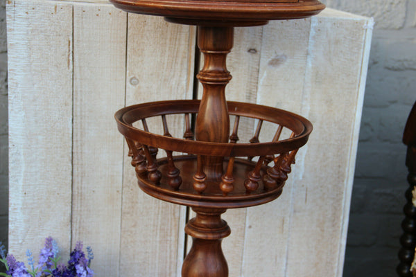 Stunning Vintage wood French Sewing Table stand needlepoint Floral top Drawer