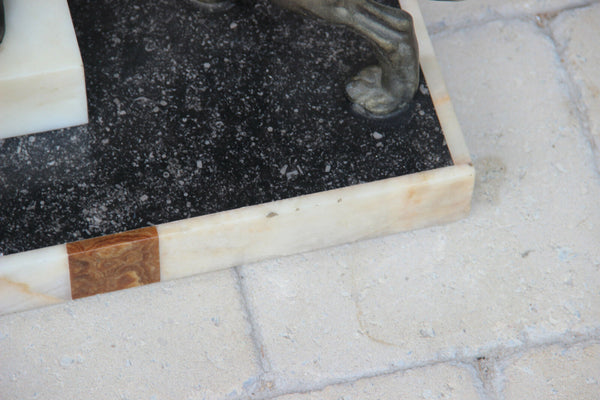 Huge XXL ART DECO 1930 German Sheperd Dog marble spelter bronze Statue sculpture