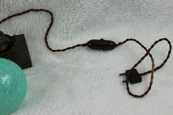 ART Deco German dog 1930 spelter bronze marble lamp signed