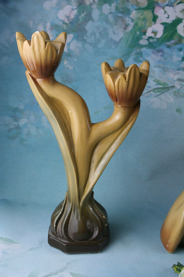 French altar Buste set Holy Virgin Mary Madonna with 2 matching candleholders