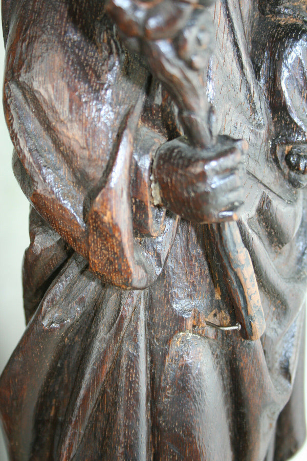 18th/19th HUGE XXL Antique French Wood oak carved MAdonna statue church