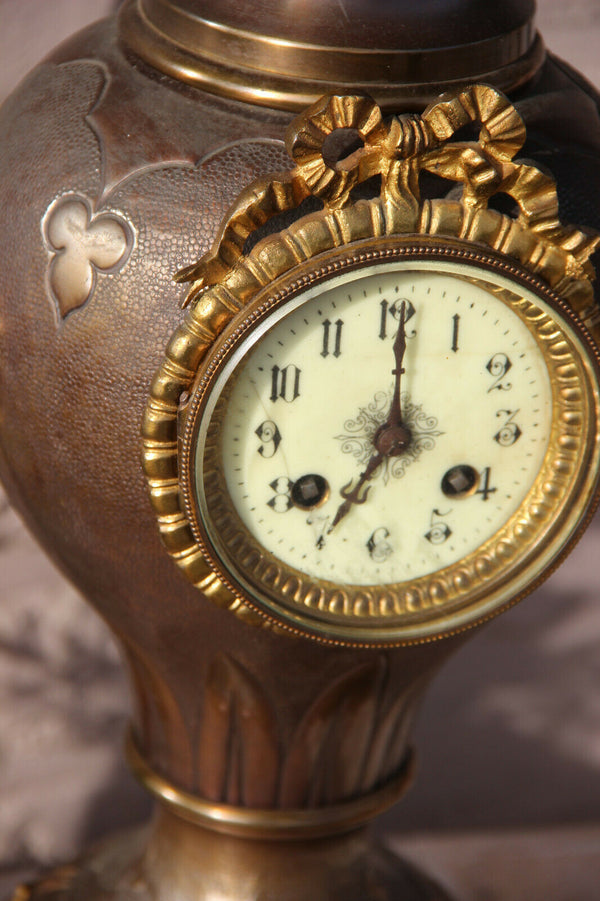 Antique French metal brass lion heads gothic dragon animal clock