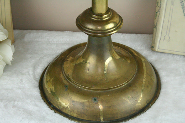 HUGE 7 arms neo gothic copper church altar candelabra religious fleur de lys