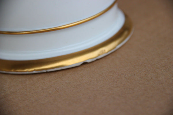 Antique VIEUX BRUSSELS porcelain Set 7 pharmacy pots Latin texts