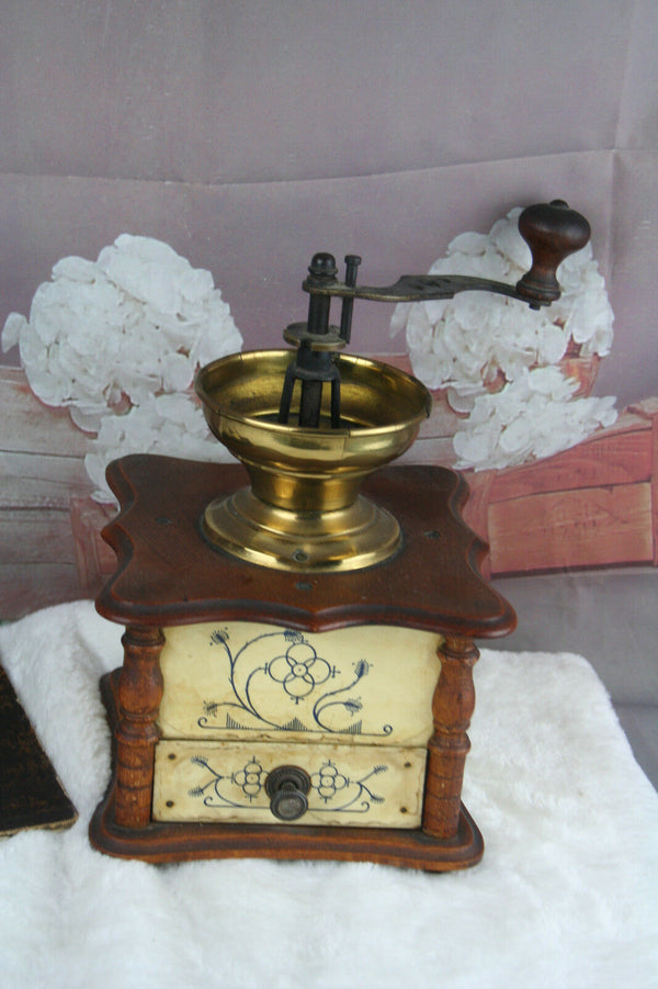 Antique Coffee mill maker 1950 Dutch Delft style