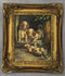 Gorgeous Oil on panel Painting dogs puppies playing signed 1950's