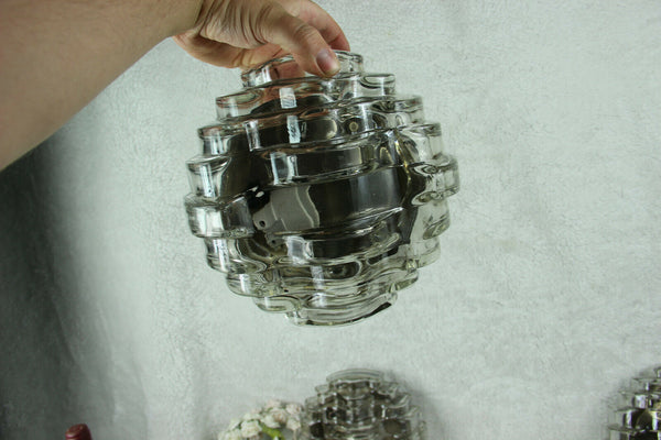 SET 3 HILLEBRAND german marked Smoked glass wall lights sconces 1960 n2