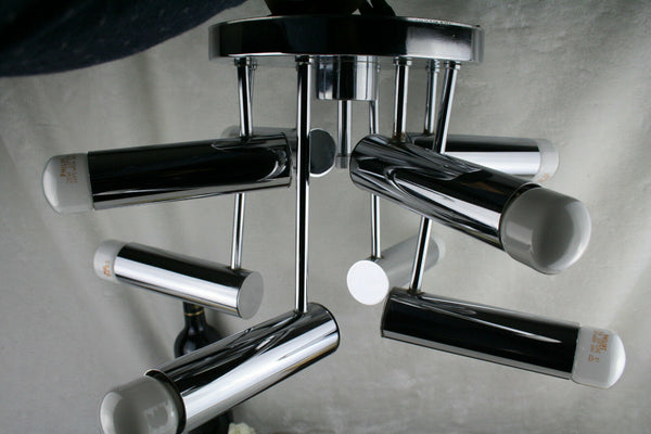 Mid century Retro Sciolari design sun burst chrome chandelier space age 70's