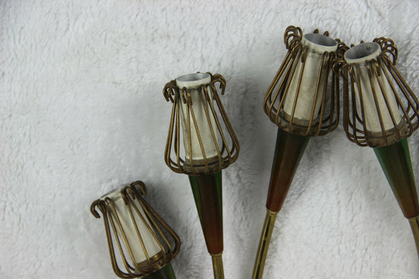 PAIR Maison LUNEL  wall lights sconces brass 1950 fifties mid century