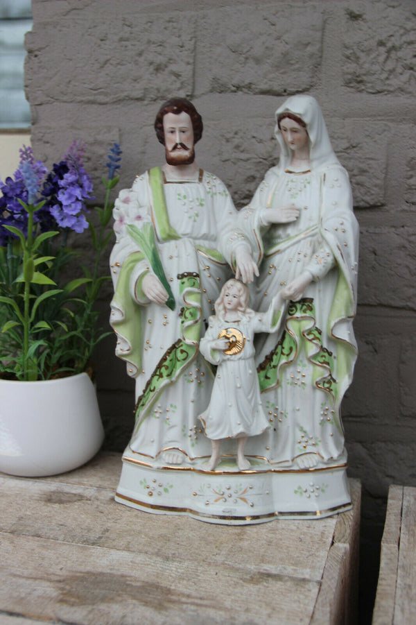 Antique  French Religious porcelain holy family group statue