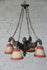 Antique German black forest wood carved griffin bird gothic 4 arm chandelier