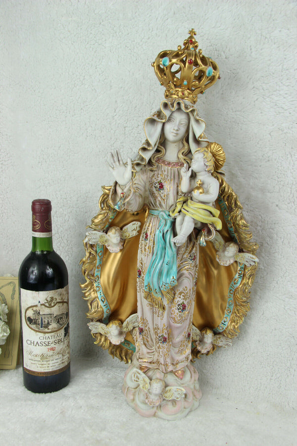 Huge PATTARINO italian Terracotta madonna statue religious putti angels