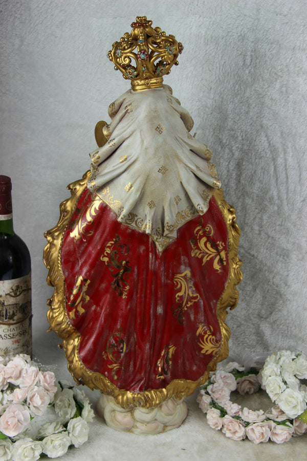 Large PAttarino School Madonna jesus putti angels statue terracotta italian 60s