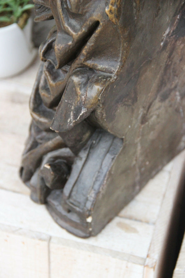 Antique L French Religious chalkware Madonna child figurine statue