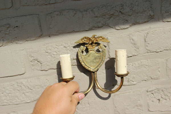 PAIR vintage French Brass wall lights sconces with eagle lion heads 1960